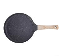 Maifanshi Poêle à crêpes antiadhésive pour plaques de cuisson au gaz et à induction, répartition uniforme de la chaleur, pour crêpes, steak, petit déjeuner, frire les œufs (noir, 24 cm)