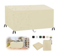 MAIFENGL Housse Salon de Jardin, Imperméable Bâche de Meubles d'extérieur 420D Oxford Tissu Rectangulaire Couverture de Protection pour Mobilier-Beige||242x182x100cm/95x72x39in