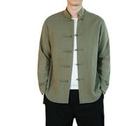 MAIFURUN Costume traditionnel chinois Hanfu Kimono Chemise Couleur unie Cardigan pour homme Col Cheongsam Veste décontractée Bouton rétro