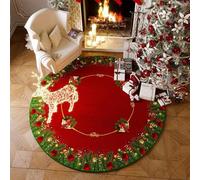 MAIFURUN Jupe d'arbre de Noël, Tapis Rond de réveillon de Noël,Tapis de Pied de Style Nordique, Tapis de Sol de Salon et de Chambre à Coucher,C-180x180CM