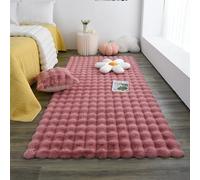 MAIFURUN Tapis De Fleurs À Bulles À La Mode, Tapis De Salon en Velours À Bulles, Couverture Confortable en Peluche, Coussin De Chevet De Canapé, Tapis Lavables,Pink- 100x180CM