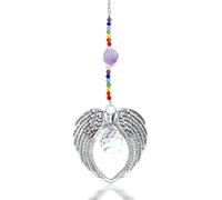 MAIGO Attrape-soleil ailes d'ange en cristal arc-en-ciel - Décoration chakra, ailes d'ange, attrape-soleil pour fenêtre, attrape-soleil en cristal, accessoires de voiture à suspendre, décoration