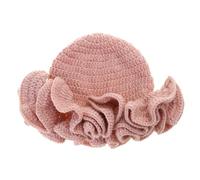 Maigridy Chapeau bob tricoté fait à la main pour femme, tissage à bord volanté pour adultes, adolescents, cyclisme, pêcheur pour femmes pour temps froid pour la mode, Couleur crème., Taille unique