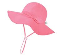 Maigridy Chapeau de soleil pour bébé en coton à large bord avec nœud papillon pour bébé, rose rouge, 6 Months to 1 year o