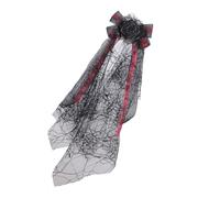 Maigridy Élégant nœud noir voile coiffe pour fête d'Halloween Accessoires de costume Cosplay Bandeau Mode Pince à cheveux Unisexe Halloween Ornement de cheveux, Fil quadrillé, taille unique