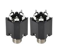 Maigridy PJ-612 Prise casque 6,35 mm et vidéo femelle 5 broches verticale 50 V 0,5 A Microphone stéréo femelle Pied court Trou argenté avec écrou à deux canaux