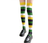 Maigridy Style japonais bas de cuisse hauts arc-en-ciel rayé multicolore imprimé au-dessus du genou chaussettes longues pour dames à la mode chaussettes longues multicolores longues tube chaussettes