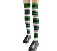 Maigridy Style japonais bas de cuisse hauts arc-en-ciel rayé multicolore imprimé au-dessus du genou chaussettes longues pour dames à la mode chaussettes longues multicolores longues tube chaussettes