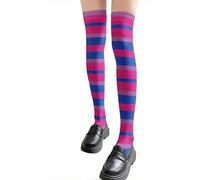 Maigridy Style japonais bas de cuisse hauts arc-en-ciel rayé multicolore imprimé au-dessus du genou chaussettes longues pour dames à la mode chaussettes longues multicolores longues tube chaussettes