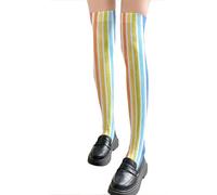 Maigridy Style japonais bas de cuisse hauts arc-en-ciel rayé multicolore imprimé au-dessus du genou chaussettes longues pour dames à la mode chaussettes longues multicolores longues tube chaussettes