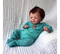 MAIHAO Poupée Reborn Bébé Garçon 18 Pouces Silicone Realiste Baby Vrai Poupon Lifelike Bébé Poupée Reborn Corps en Tissu Doux Poupées Réincarnées Vraie Poupée Ouvrez Les Yeux