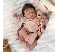 MAIHAO Poupée Reborn Fille Réaliste Nouveau-né - Bébé Lifelike Corps en Tissu Doux - Réincarnée Vraie Yeux Fermés 19 Pouces