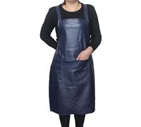 Maijia Tablier de chef pour homme et femme en cuir imperméable avec 2 poches pour chef professionnel, barista, restaurant, menuisier, magasin, barman (bleu marine)
