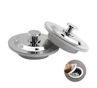 MAIJIAJU Lot de 2 Bouchon de Vidange, 42-44mm Bouchon Baignoire en Acier Inoxydable Bouchon Baignoire Universel, Bouchon D'évier Bonde Evier avec Crochets pour Vidange Lavabo Salle De Baine Cuisine