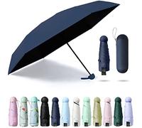 Maiju Parapluie pliable léger à six os avec boîte de protection solaire Protection UV Soleil Pluie Double usage Idéal pour les voyages filles et femmes