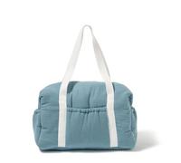 MAÏKA Sac à langer Dusty | tendance | porté épaule | waterproof | mousseline de gaze gaufrée en coton et ouatinée | grandes poches | matelas à langer inclus | Bleu Azur