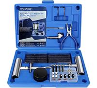 MAIKEHIGH Kit de Réparation de Pneu, 69 Pièces Heavy Duty Plat Kit Meche Perforation Pneu pour Auto, Moto, VTT, Camion, Tracteur (Bleu)