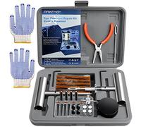 MAIKEHIGH Kit de Réparation de Pneu, Plat Kit Meche Pneu Perforation de Pneu 63 Pièces Tubeless pour Voiture, Moto, VTT, Camion (Gris)