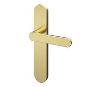 MAIKO ENSEMBLE POIGNEE DE PORTE EFFET LAITON SATIN DORE COULEUR OR L.120mm x l.42mm entraxe 165-195mm