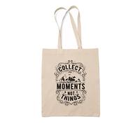 Maikomanija Collect Moments not Things Mountain Adventure Sac fourre-tout réutilisable en toile de coton lavable, naturel, Taille unique