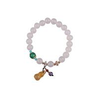 MaikOn Bracelet Feng Shui Rouge, Bracelet de richesse en agate blanche, amulette Reiki en cristal authentique, porte-bonheur, éloigne les mauvais esprits, cadeau inspirant, rouge (Color : White)
