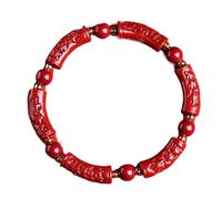 MaikOn Bracelet Feng Shui Rouge, Bracelet en Cristal de cinabre for Bracelet à Quartz en Cristal Naturel Bracelet en Pierres Amulette Richesse Prospérité Bonne Fortune Bracelet Extensible