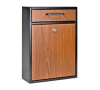 Mail Boss 7413 Boîte aux Lettres Murale verrouillable Haute sécurité en Acier, boîte de dépôt pour Bureau, Motif Grain de Bois Noir, thermolaquée
