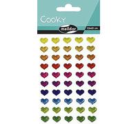 MY MANDARINE 560380C - GOMMETTES 3D Cooky - 1 planche 12x8 cm - 50 stickers - CŒURS MULTICOLORES