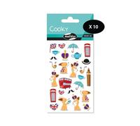 MY MANDARINE 560381Cpack - GOMMETTES 3D Cooky - LOT DE 10 planches 12x8 cm - 270 stickers - LONDRES