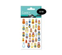 Maildor 560406Cpack - GOMMETTES 3D Cooky - LOT DE 10 planches 12x8 cm - 260 stickers - POUPEES RUSSES