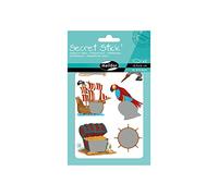 Maildor AE092O - Un sachet de gommettes Secret Stick' 2 planches 10,5x16cm, Chasse aux trésors (12 stickers)