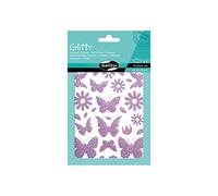 Maildor AE101O - Un sachet de gommettes Glitty 2 planches 10,5x16 cm, Papillons et fleurs en violet (66 stickers)