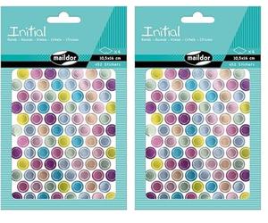 Maildor AE169C - Un sachet de gommettes Initial 4 planches 10,5x16 cm, Mini ronds métal-pastel (452 stickers) (Lot de 2)