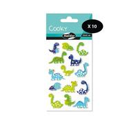 Maildor CY006Opack - GOMMETTES 3D Cooky - LOT DE 10 planches 12x8 cm - 140 stickers - DINOSAURES