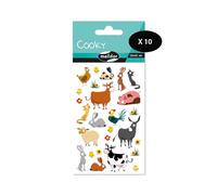 Maildor CY022Opack - GOMMETTES 3D Cooky - LOT DE 10 planches 12x8 cm - 200 stickers - ANIMAUX DE LA FERME