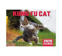 MaiLence Calendrier mural 2026 pour chat - Kung Fu Cat - Calendrier 2026 - Calendrier mural 2026 - Calendrier mural 2026 - Pour bureau, famille, hôtels
