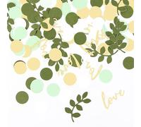 MaiLence Lot de 200 confettis Love - Vert et doré - Décoration de table de mariage, de Saint-Valentin - Pour anniversaire, mariage, fiançailles, demande en mariage, Saint-Valentin