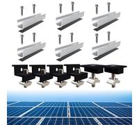 Mailfull 6 Pièces 12cm Rail Panneau Solaire avec 4 pinces 30 à 35 mm Réglables D'Extrémité Support Panneau Solaire Sol pour Tous Types de Toitures Plates et Trapézoïdales