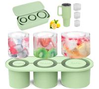 Mailfull Bac à Glaçons pour Stanley Cup 3 Vert Moules à Glaçons en Silicone avec Couvercle Moule a Glacon Reutilisable pour Cocktails Whisky Café