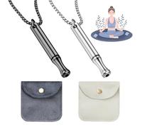 Mailfull Collier Respiration Anti Tabac 2 Pièces Collier Anti Stress Respirant en Acier Inoxydable avec 2 sacs de Rangement pour Soulagez Anxiété Relaxation Méditation