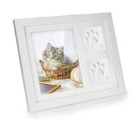 Mailfull Kit Empreinte Chat ou Chien ou Bebe Blanc Souvenir Cadres 3D Photos avec Emballage Cadeau pour Chiens ou Propriétaires de Chats ou Aux Nouveaux Parents