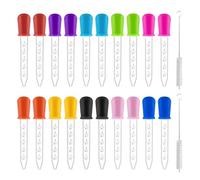 Mailfull Lot de 20 pipettes en silicone de 5 ml avec 2 brosses de nettoyage pour le transfert de médicaments Pipettes compte-gouttes pour travaux manuels, art, plante, animaux domestiques, moules à
