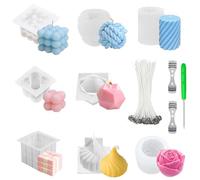 Mailfull Moule Bougie Silicone 8 Morceaux Moule Bougie noel Moule a Bougie Aromatique Bricolage Moule 3D Cube Boule Silicone pour Décorations DIY Savon Artisanal