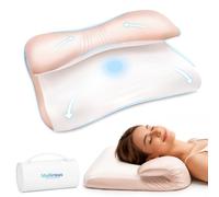 Mailirious Oreiller Ergonomique Cervical, Oreiller Mémoire de Forme, avec Traction Cervicale pour Les Dormeurs sur Le côté, Le Dos et Le Ventre, et Deux Housse Amovibles et Lavables