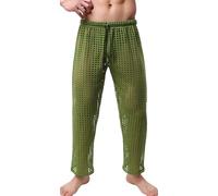 Maille ajourée Pantalon pour Homme,Pantalon Décontracté avec Cordon de Serrage,See Through Serré Entraînement Pantalon,Coupe ajustée,Vert,S