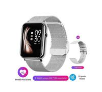 (Maille argentée) Nouvelle montre intelligente pour femmes, cadeau, température corporelle, écran tactile