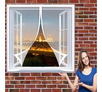 Maille Fine avec Rubans Adhésifs 102 x 102 cm Moustiquaire Fenêtre Universelle Automatiquementfermé Rideau Anti Mouche pour Window and Door, Blanc