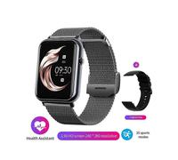 (Maille noire) Nouvelle montre intelligente pour femmes, cadeau, température corporelle, écran tactile