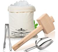 Maillet à Glace et Sac à Glace - Marteau en Bois et Sac en Toile de Coton pour Glace pilée, kit de Barman et Outils de Bar - ICML0001