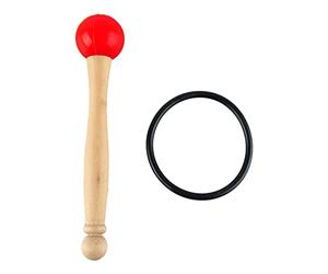 Maillet Bol Tibétain, Manche Bois Tête Caoutchouc, Son Clair et Mélodieux - Confort d’Usage, Durable, Pour Bol Chant et Méditation (Rouge)